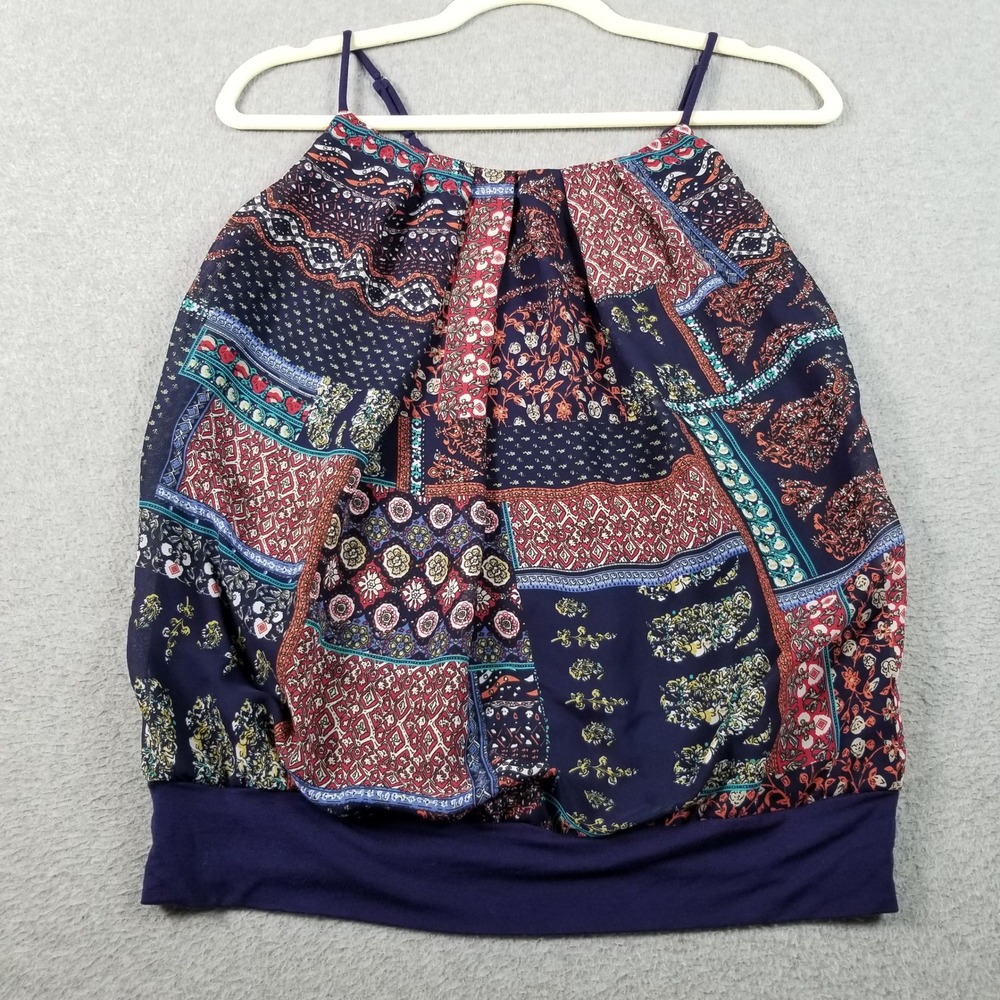Naif Camisole Top Womens Small S Geo Patchwork Print Boho Spaghetti Strap Summer